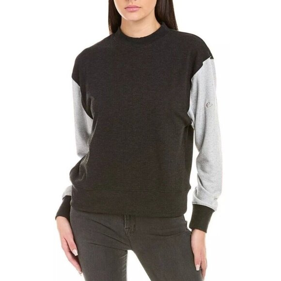 NWT Calme By Johhny Was Womens Pullover Mock Neck Sweatshirt Black/Gray Small - Picture 1 of 14